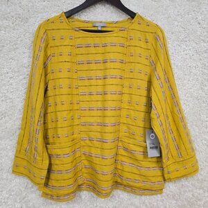 Habitat Women Textured Tunic Top Size Small Long Sleeve Artisanal Boho